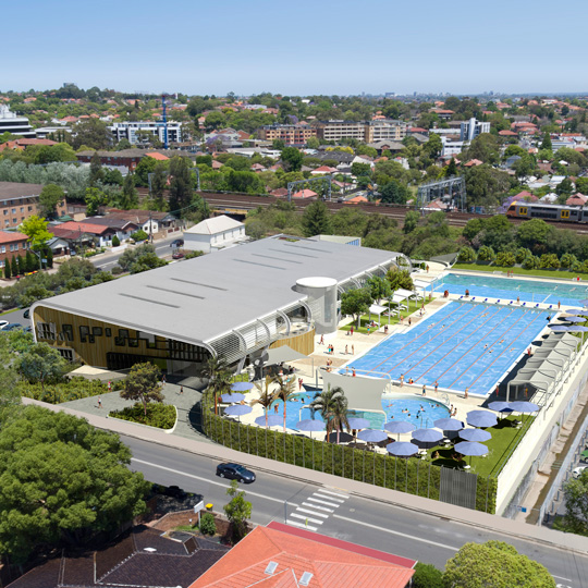 Ashfield Aquatic Centre aerial view